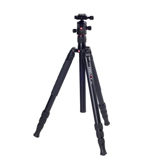 Kingjoy K3008 compact light traveling carbon fiber tripod with Q20 ball head-4 section, 66in, 5lbs, legs reverse fold