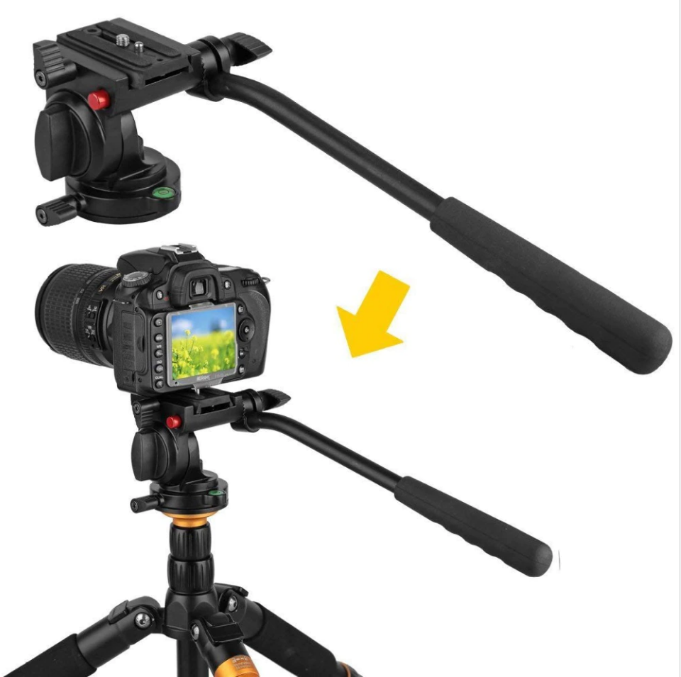 Kingjoy KH-6750 2-way fluid pan tilt head for photo and video-1.1lbs, base dia 2.36in