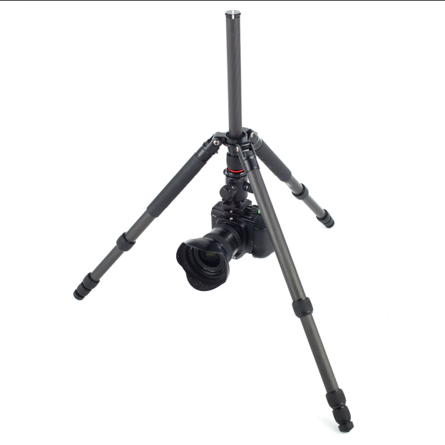 Kingjoy K3208 compact light traveling carbon fiber tripod with QH20 ball head-4 section, 66in, 4.4lbs, legs reverse fold
