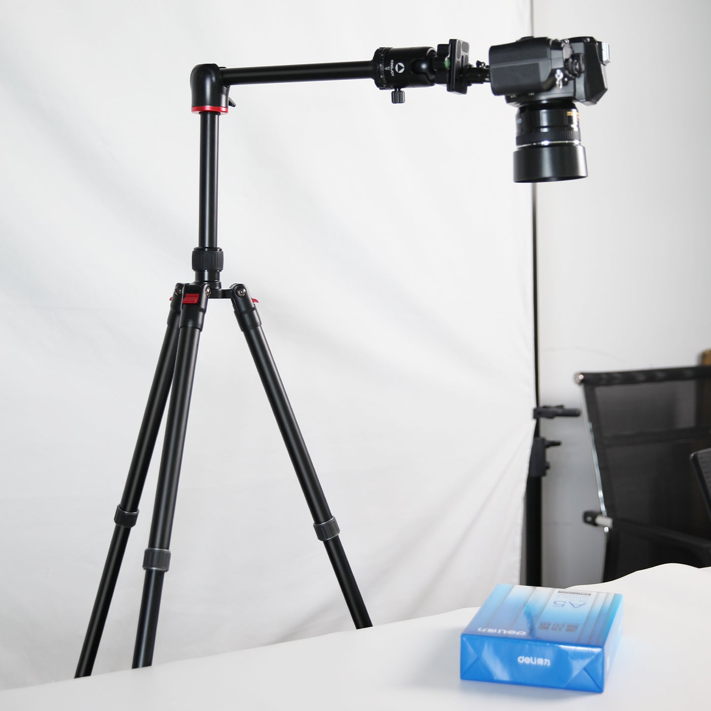 Kingjoy G1008R photo aluminum tripod with ball head-90 degree column, long lenses, marco photography, studio photography
