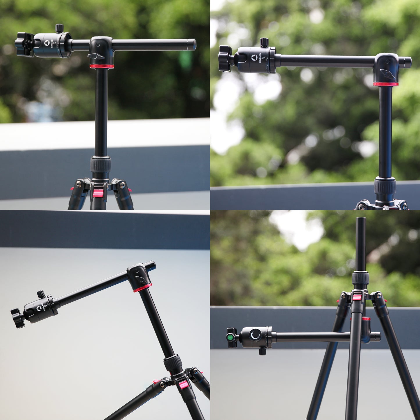 Kingjoy G1008R photo aluminum tripod with ball head-90 degree column, long lenses, marco photography, studio photography