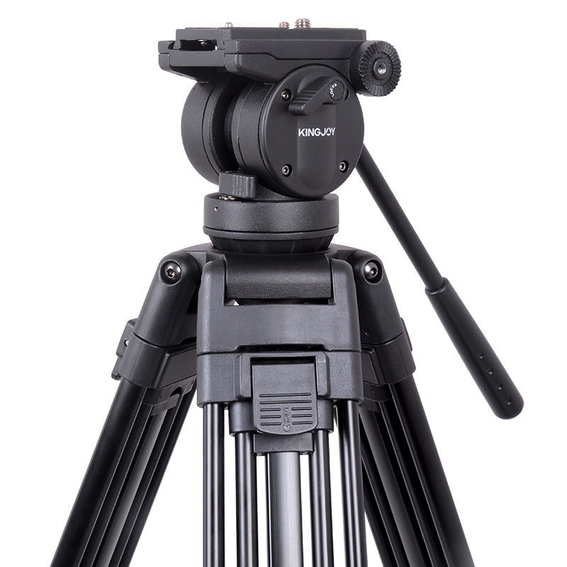 Kingjoy VT-2500 heavy-duty aluminum tripod-3 section,61in, 7.1lbs, with two kinds of fluid head options