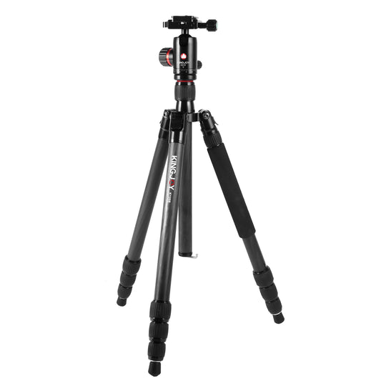 Kingjoy K1208 compact light traveling carbon fiber tripod with QH10 ball head-4 section, 60in, 3lbs, legs reverse fold