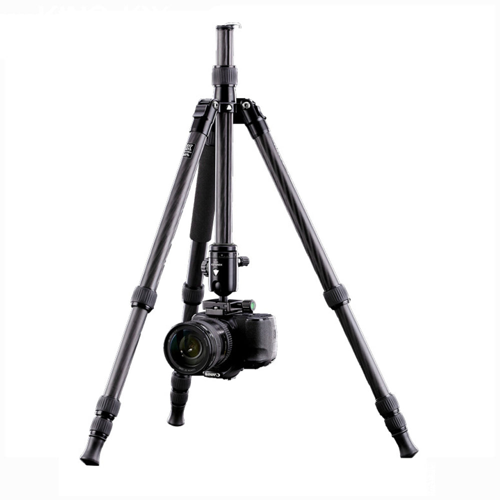 Kingjoy K2208 compact light traveling carbon fiber tripod with QH20 ball head-4 section, 65in, 3.9lbs, legs reverse fold